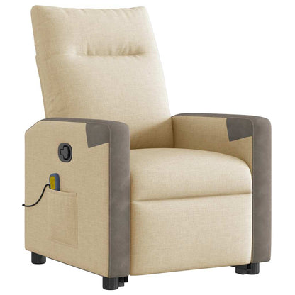 vidaXL Massagesessel mit Aufstehhilfe Creme Stoff