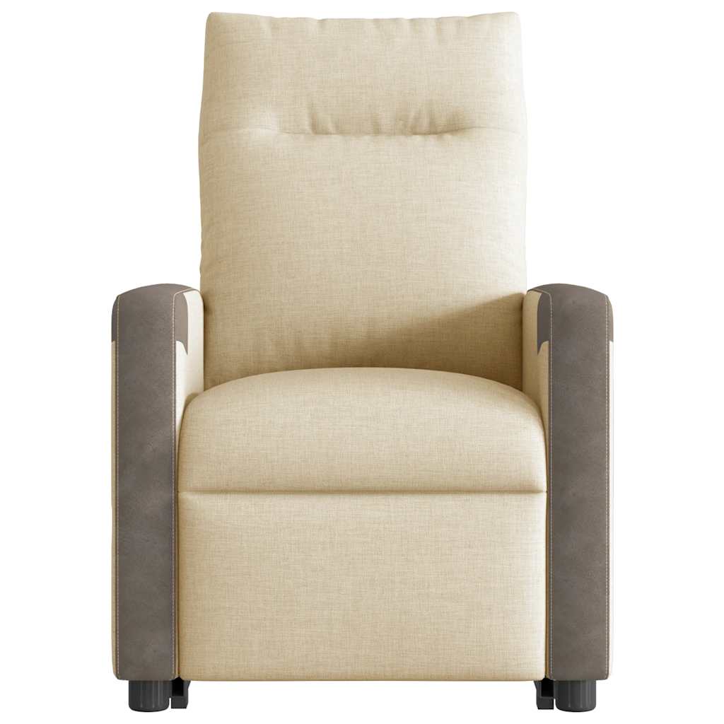 vidaXL Massagesessel mit Aufstehhilfe Creme Stoff