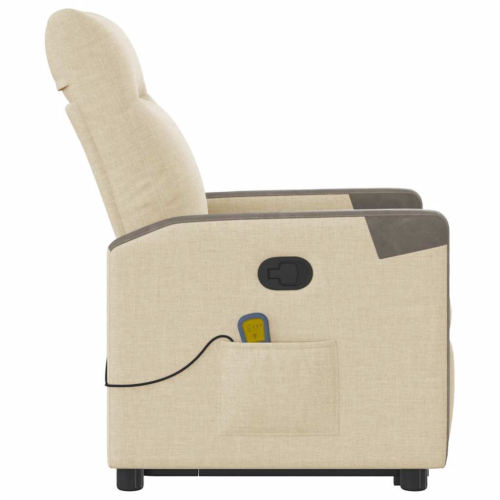 vidaXL Massagesessel mit Aufstehhilfe Creme Stoff