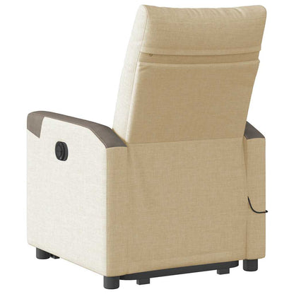 vidaXL Massagesessel mit Aufstehhilfe Creme Stoff