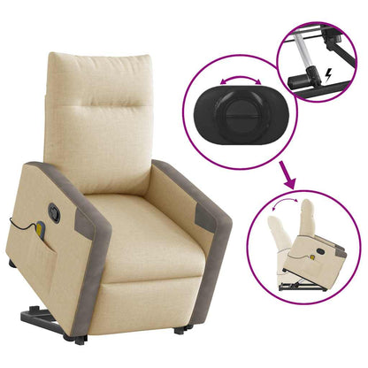 vidaXL Massagesessel mit Aufstehhilfe Creme Stoff