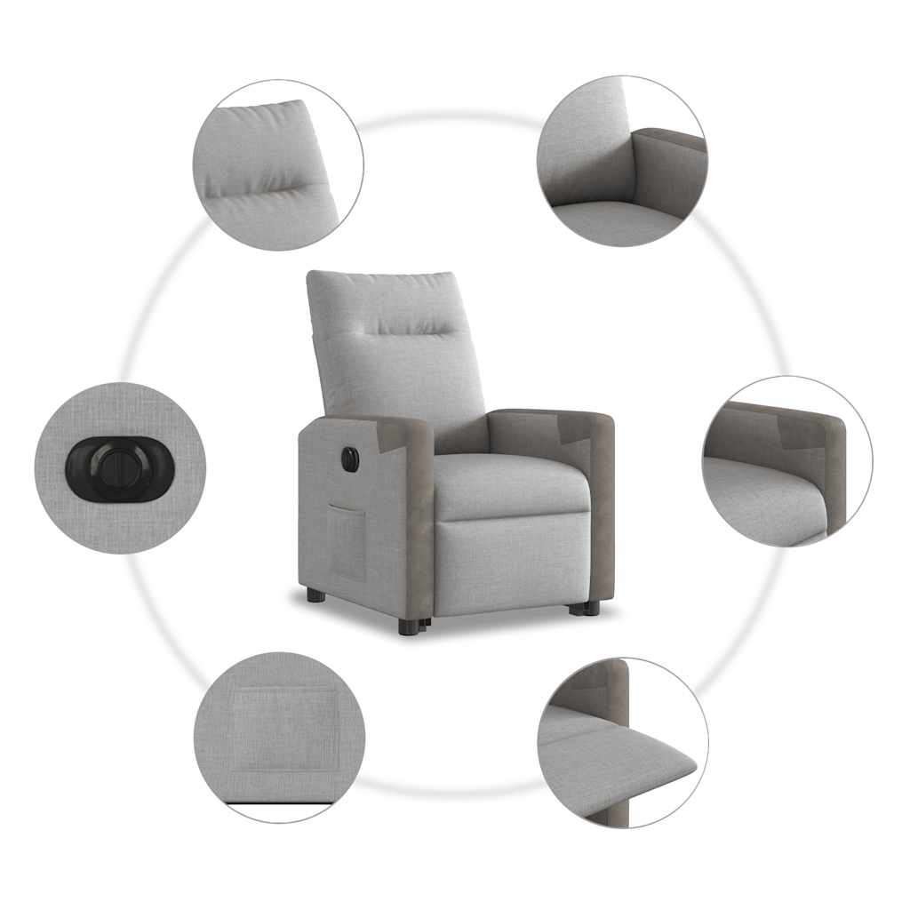 vidaXL Relaxsessel mit Aufstehhilfe Elektrisch Wolkengrau Stoff