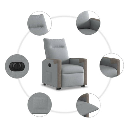 vidaXL Relaxsessel mit Aufstehhilfe Elektrisch Hellgrau Stoff