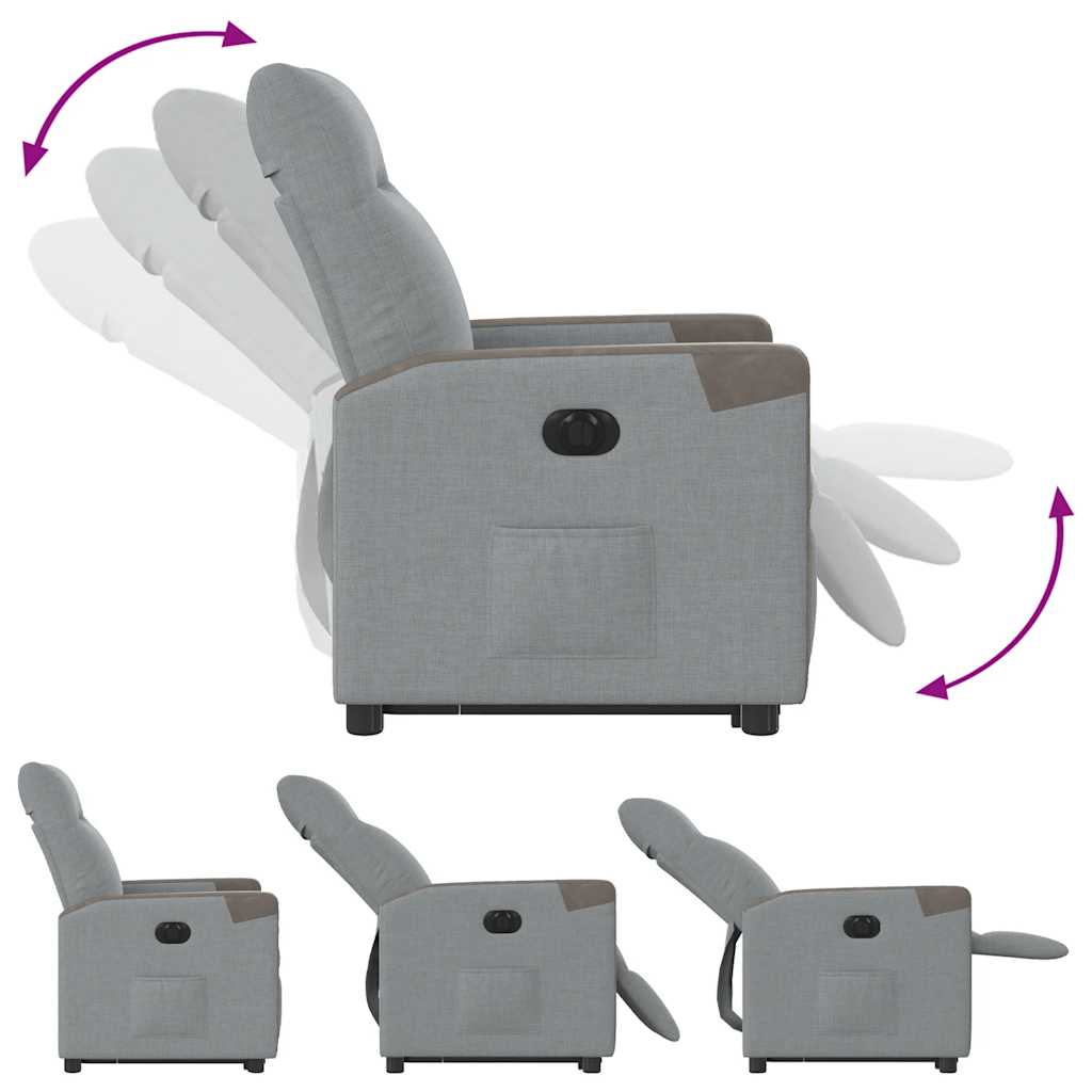 vidaXL Relaxsessel mit Aufstehhilfe Elektrisch Hellgrau Stoff