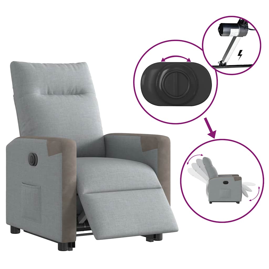 vidaXL Relaxsessel mit Aufstehhilfe Elektrisch Hellgrau Stoff