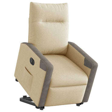 vidaXL Relaxsessel mit Aufstehhilfe Elektrisch Creme Stoff