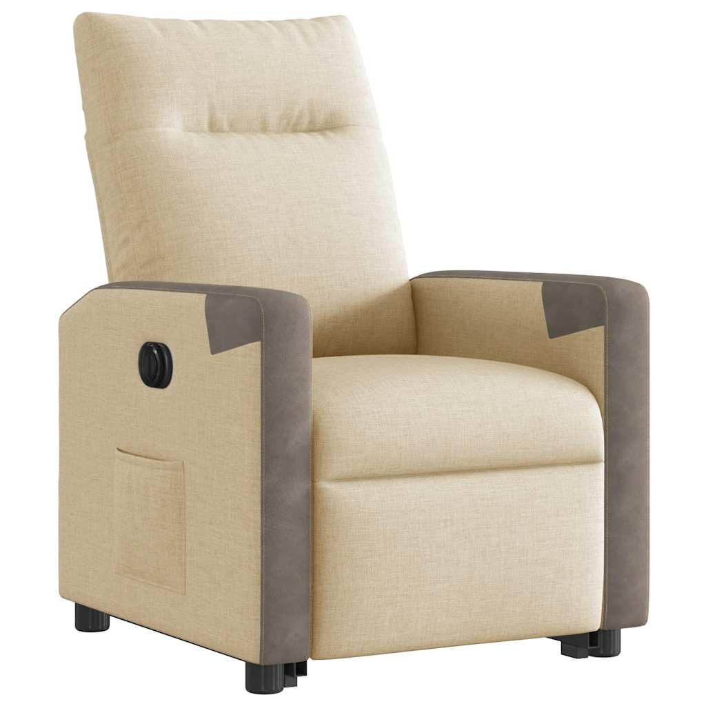 vidaXL Relaxsessel mit Aufstehhilfe Elektrisch Creme Stoff