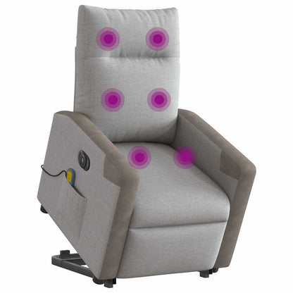 vidaXL Massagesessel mit Aufstehhilfe Elektrisch Wolkengrau Stoff