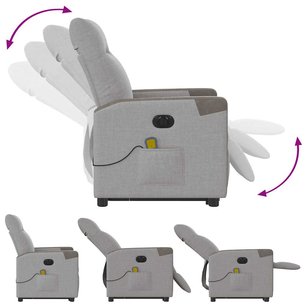 vidaXL Massagesessel mit Aufstehhilfe Elektrisch Wolkengrau Stoff