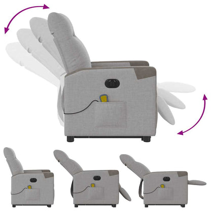 vidaXL Massagesessel mit Aufstehhilfe Elektrisch Wolkengrau Stoff