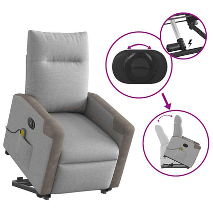 vidaXL Massagesessel mit Aufstehhilfe Elektrisch Wolkengrau Stoff