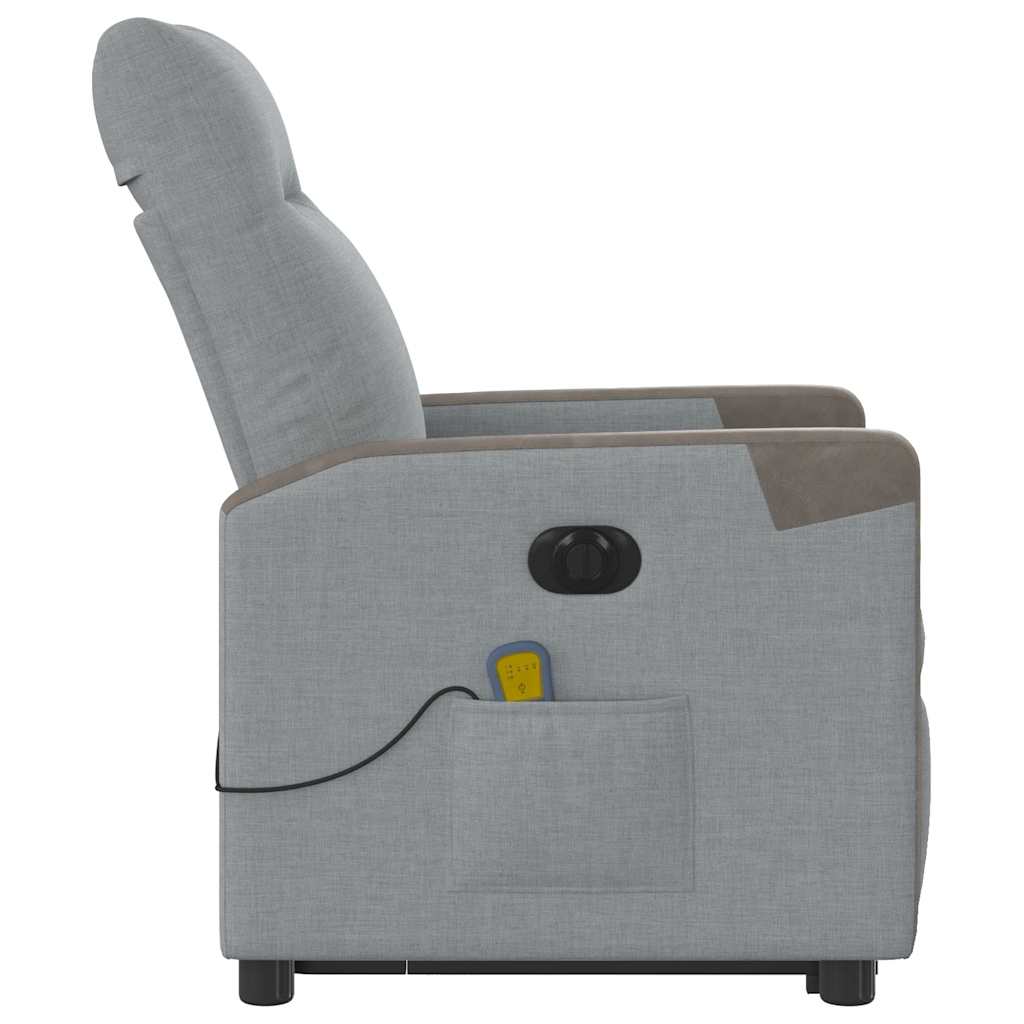 vidaXL Elektrischer Massagesessel mit Aufstehhilfe Hellgrau Stoff