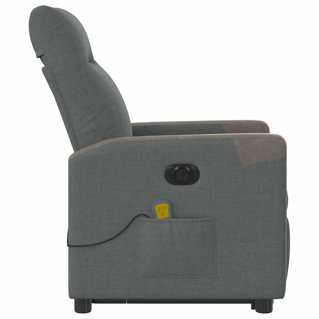 vidaXL Elektrischer Massagesessel mit Aufstehhilfe Dunkelgrau Stoff