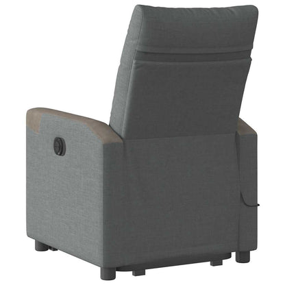 vidaXL Elektrischer Massagesessel mit Aufstehhilfe Dunkelgrau Stoff
