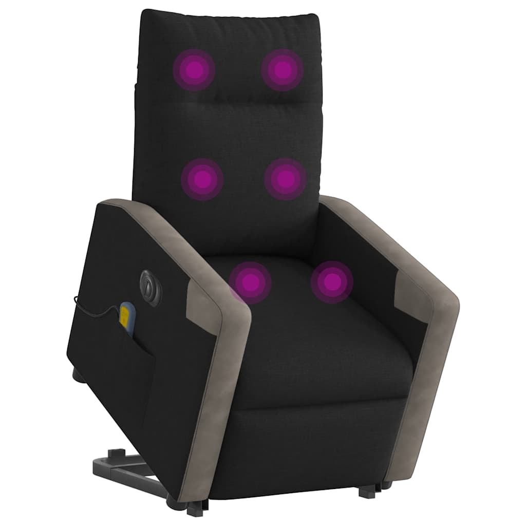 vidaXL Elektrischer Massagesessel mit Aufstehhilfe Schwarz Stoff