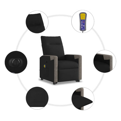 vidaXL Elektrischer Massagesessel mit Aufstehhilfe Schwarz Stoff