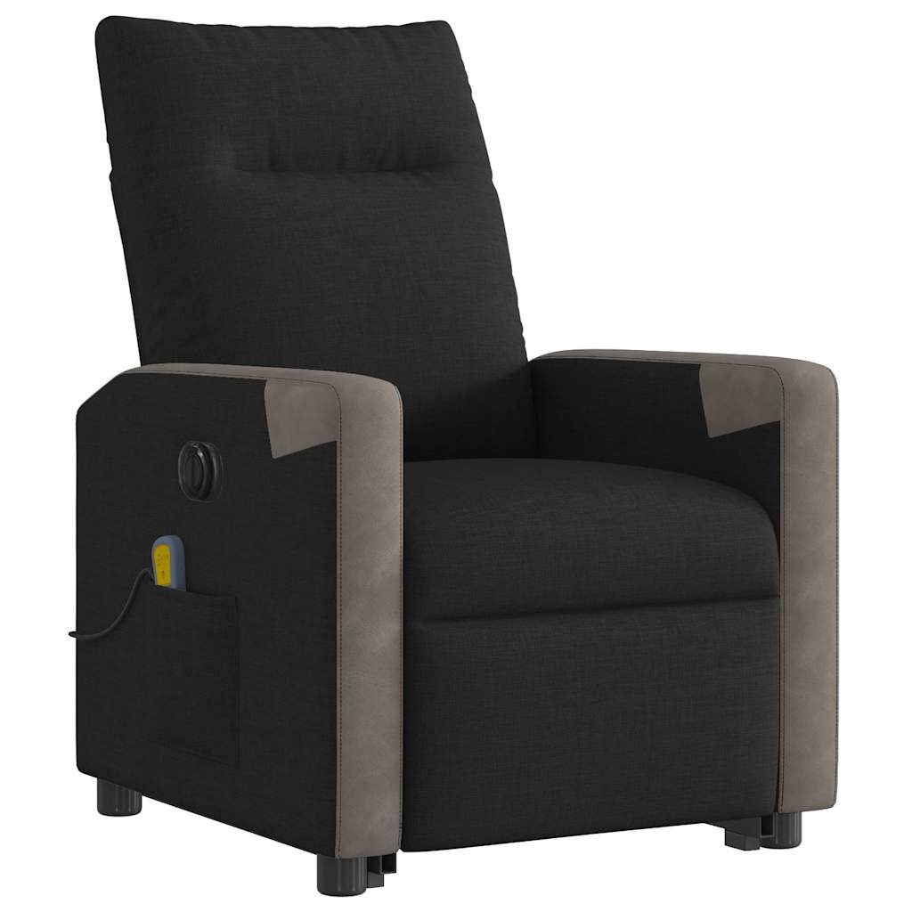 vidaXL Elektrischer Massagesessel mit Aufstehhilfe Schwarz Stoff
