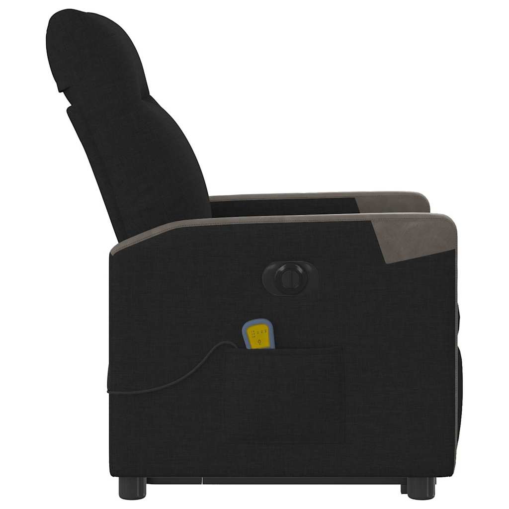 vidaXL Elektrischer Massagesessel mit Aufstehhilfe Schwarz Stoff