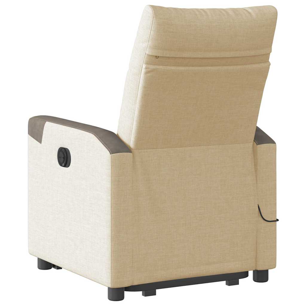 vidaXL Elektrischer Massagesessel mit Aufstehhilfe Creme Stoff