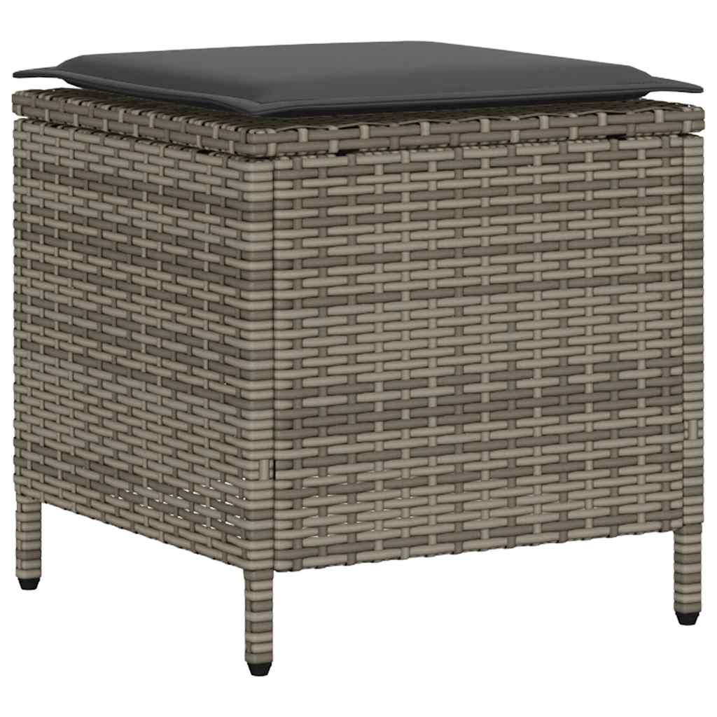 6-tlg. Garten-Sofagarnitur mit Kissen Grau Poly Rattan