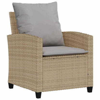 6-tlg. Garten-Sofagarnitur mit Kissen Beige Poly Rattan