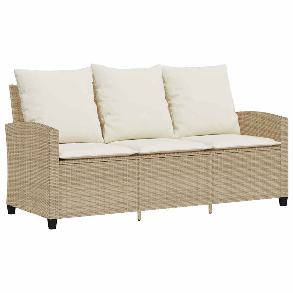 6-tlg. Garten-Sofagarnitur mit Kissen Beige Poly Rattan
