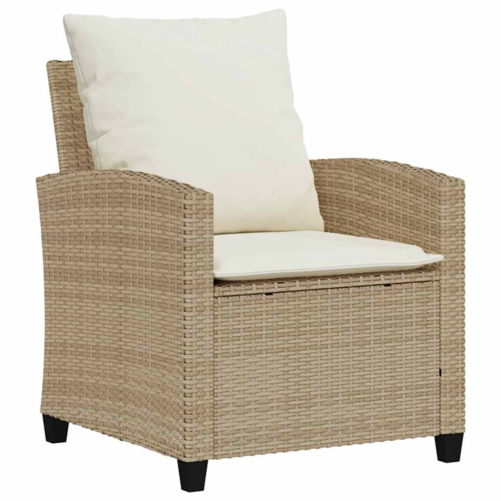 6-tlg. Garten-Sofagarnitur mit Kissen Beige Poly Rattan