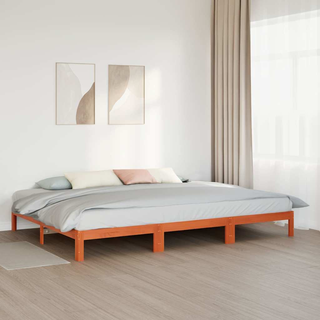 vidaXL Familienbett ohne Matratze Wachsbraun 240x200 cm Massivholz