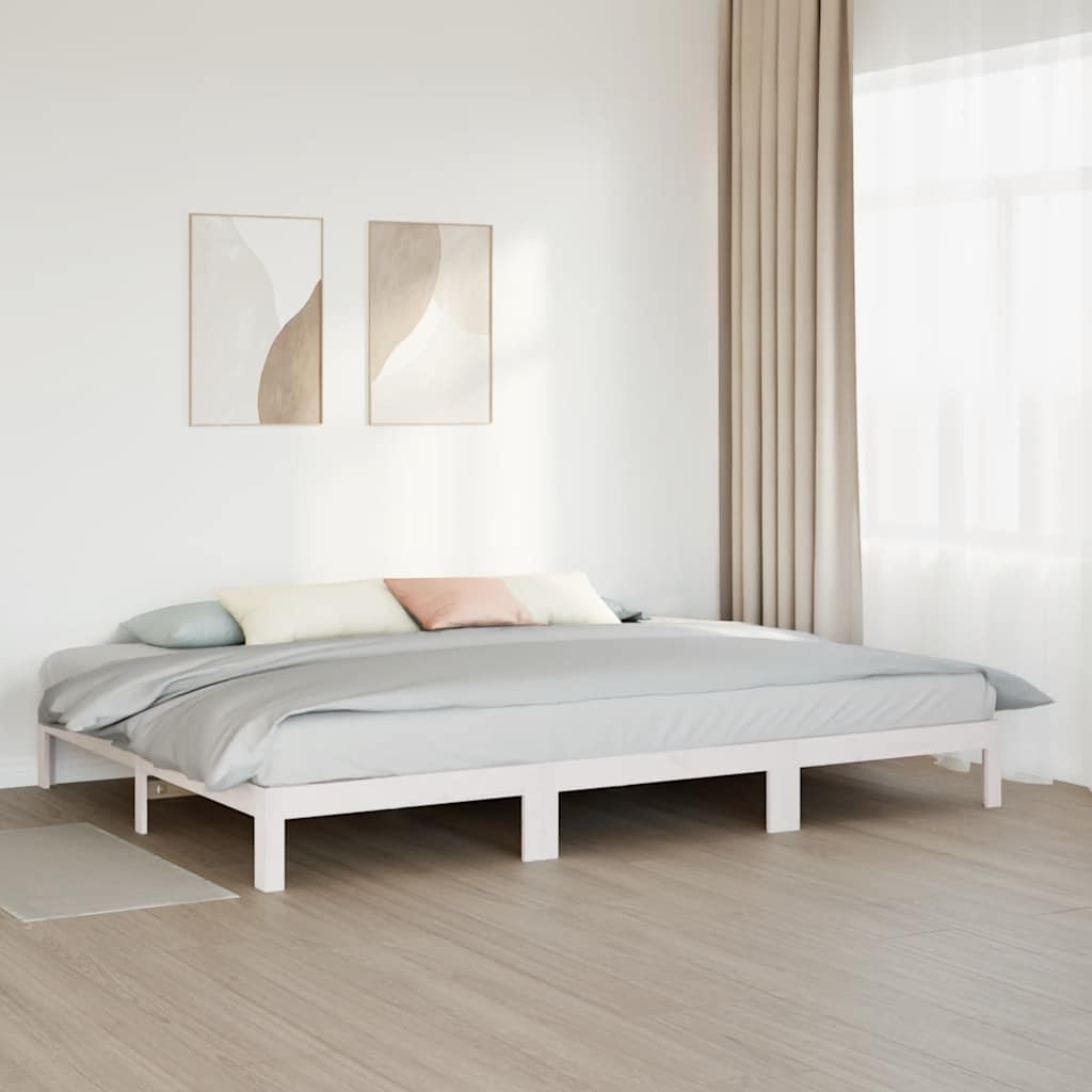 vidaXL Familienbett ohne Matratze Weiß 270x200 cm Massivholz Kiefer