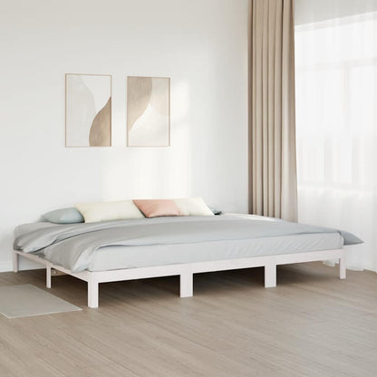 vidaXL Familienbett ohne Matratze Weiß 270x200 cm Massivholz Kiefer