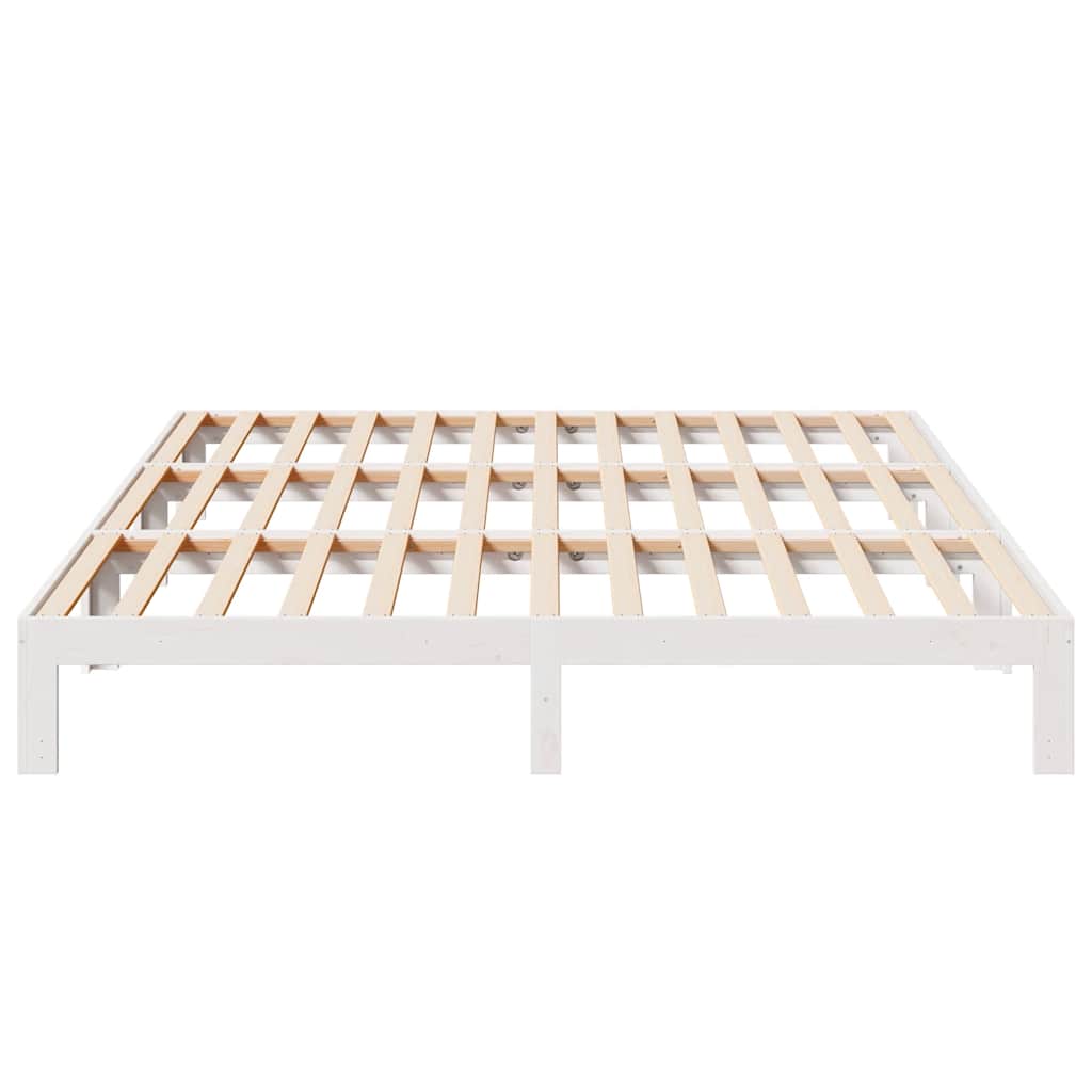 vidaXL Familienbett ohne Matratze Weiß 270x200 cm Massivholz Kiefer