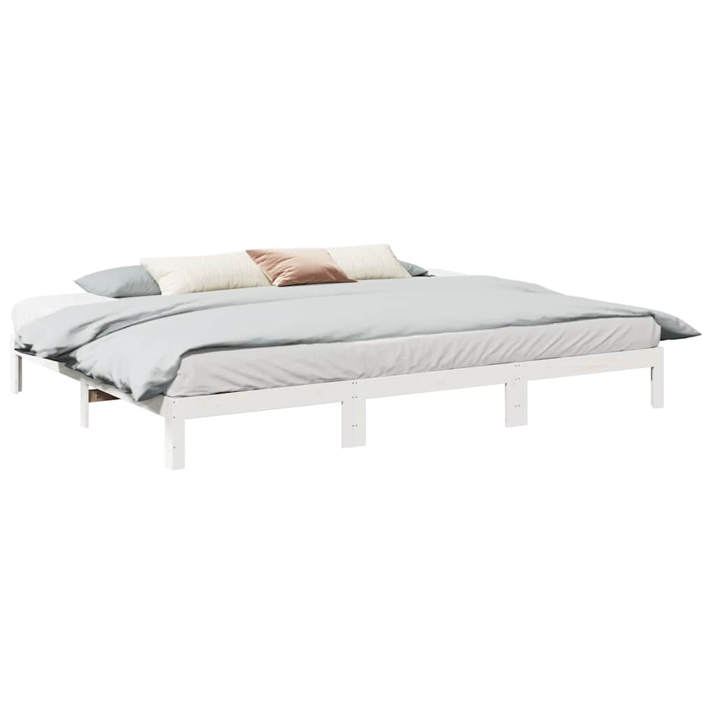 vidaXL Familienbett ohne Matratze Weiß 270x200 cm Massivholz Kiefer