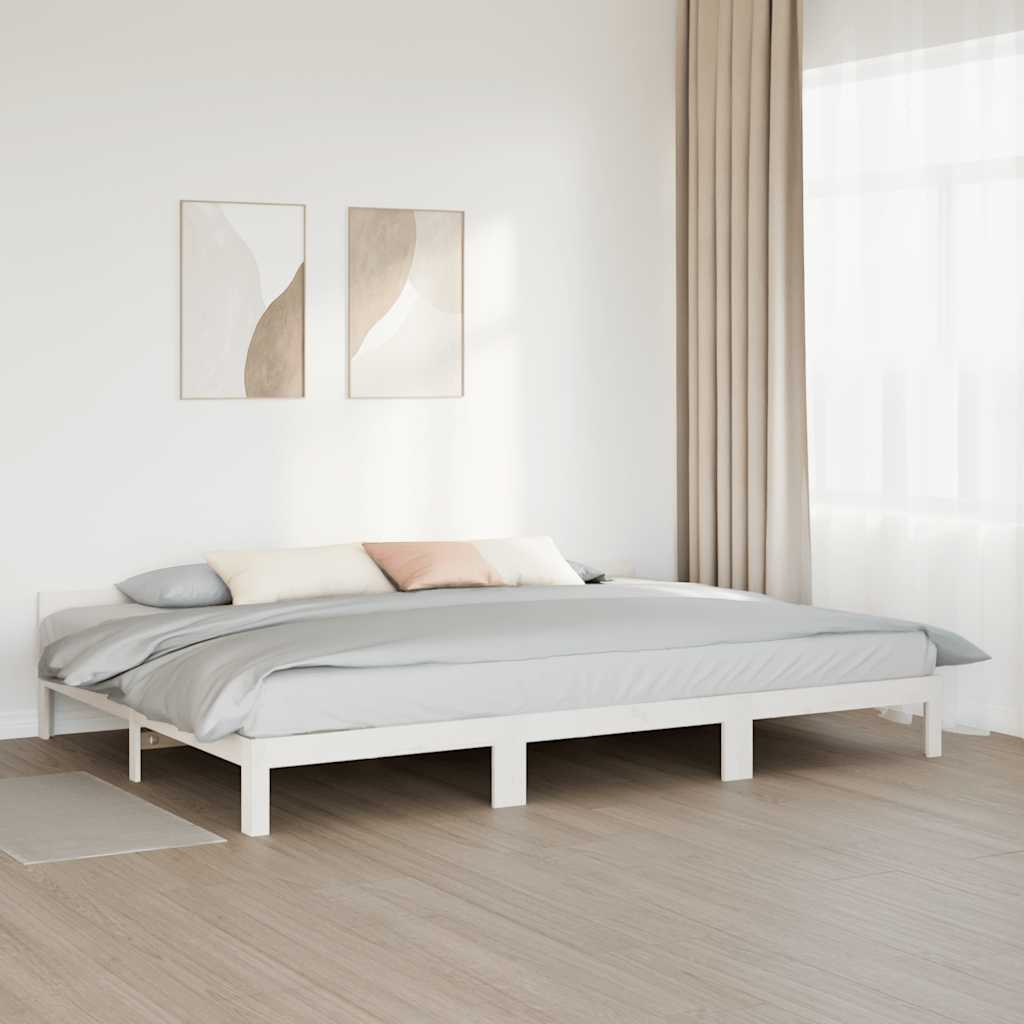 vidaXL Familienbett ohne Matratze Weiß 240x200 cm Massivholz Kiefer