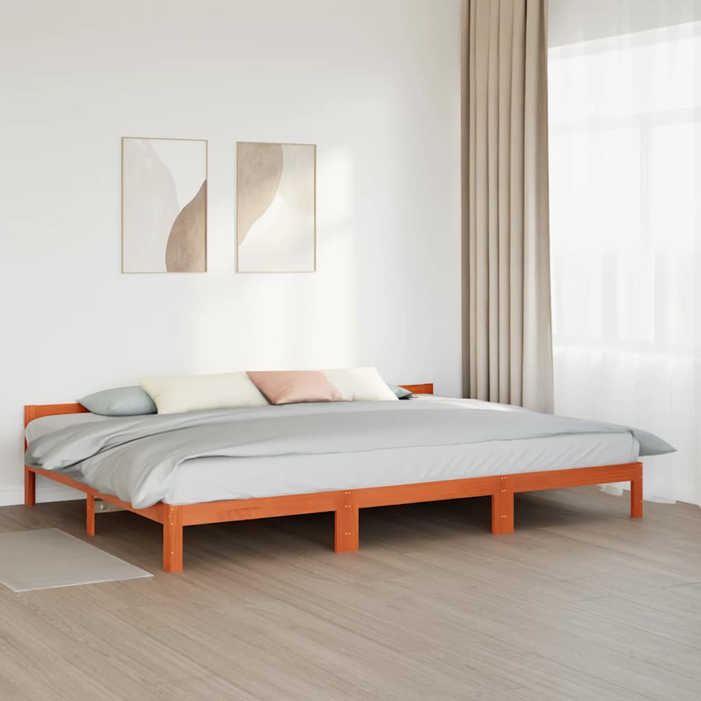 vidaXL Familienbett ohne Matratze Wachsbraun 240x200 cm Massivholz