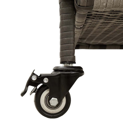 Gartentruhe mit Rollen Grau 110x55x73 cm Poly Rattan