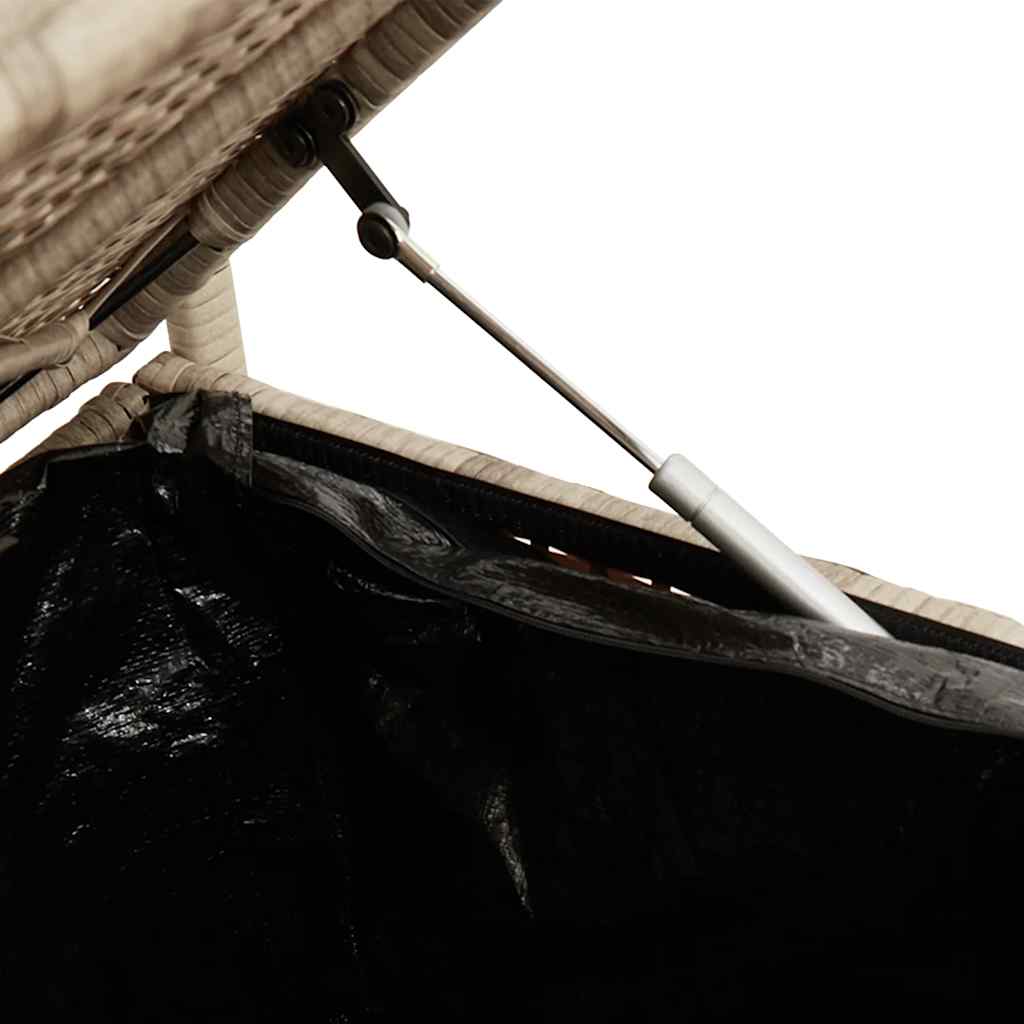 Gartenbank mit Stauraum und Kissen Beige Poly Rattan