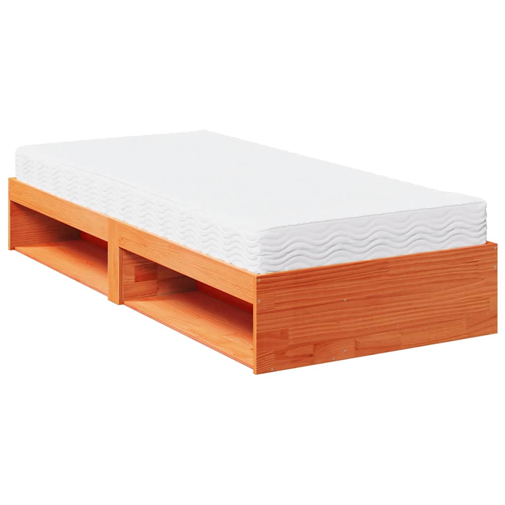 vidaXL Tagesbett mit Matratze Wachsbraun 100x200 cm Massivholz Kiefer