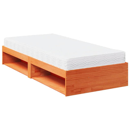 vidaXL Tagesbett mit Matratze Wachsbraun 100x200 cm Massivholz Kiefer