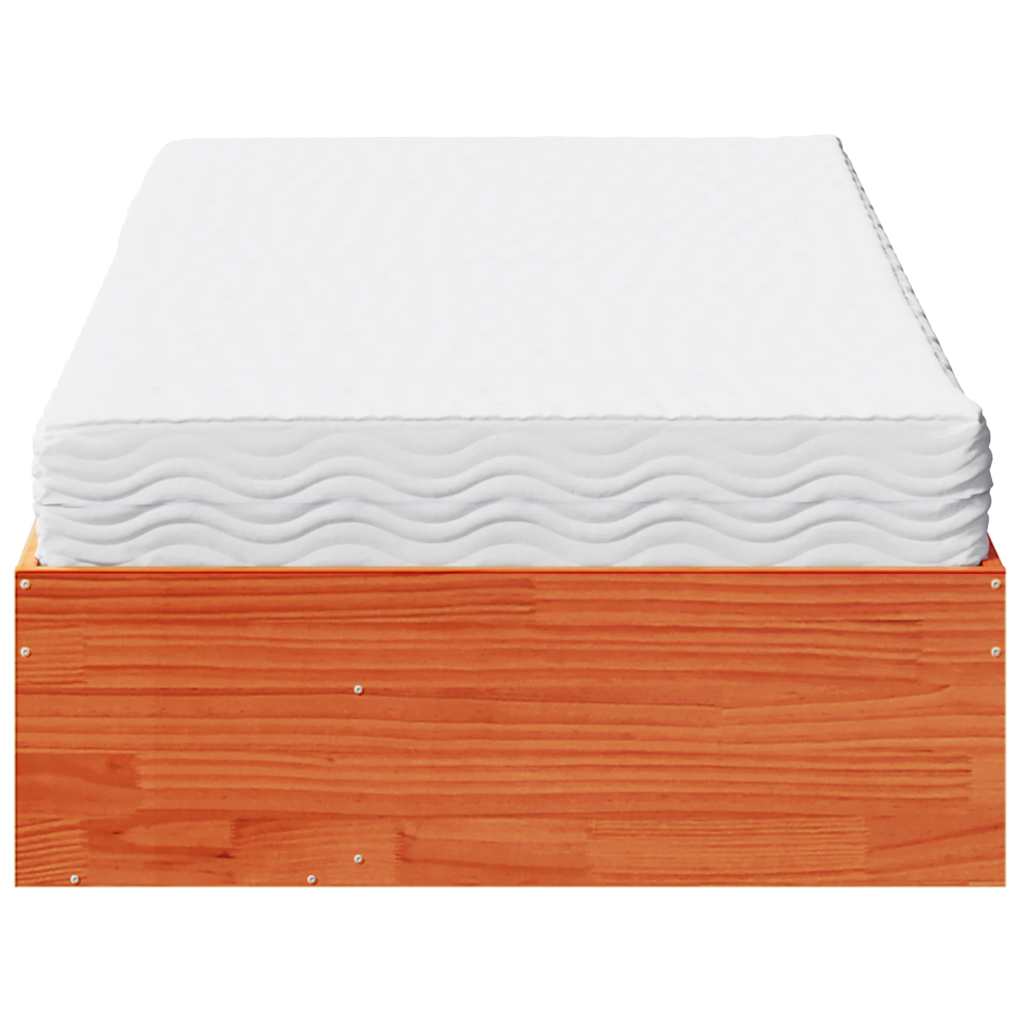 vidaXL Tagesbett mit Matratze Wachsbraun 100x200 cm Massivholz Kiefer