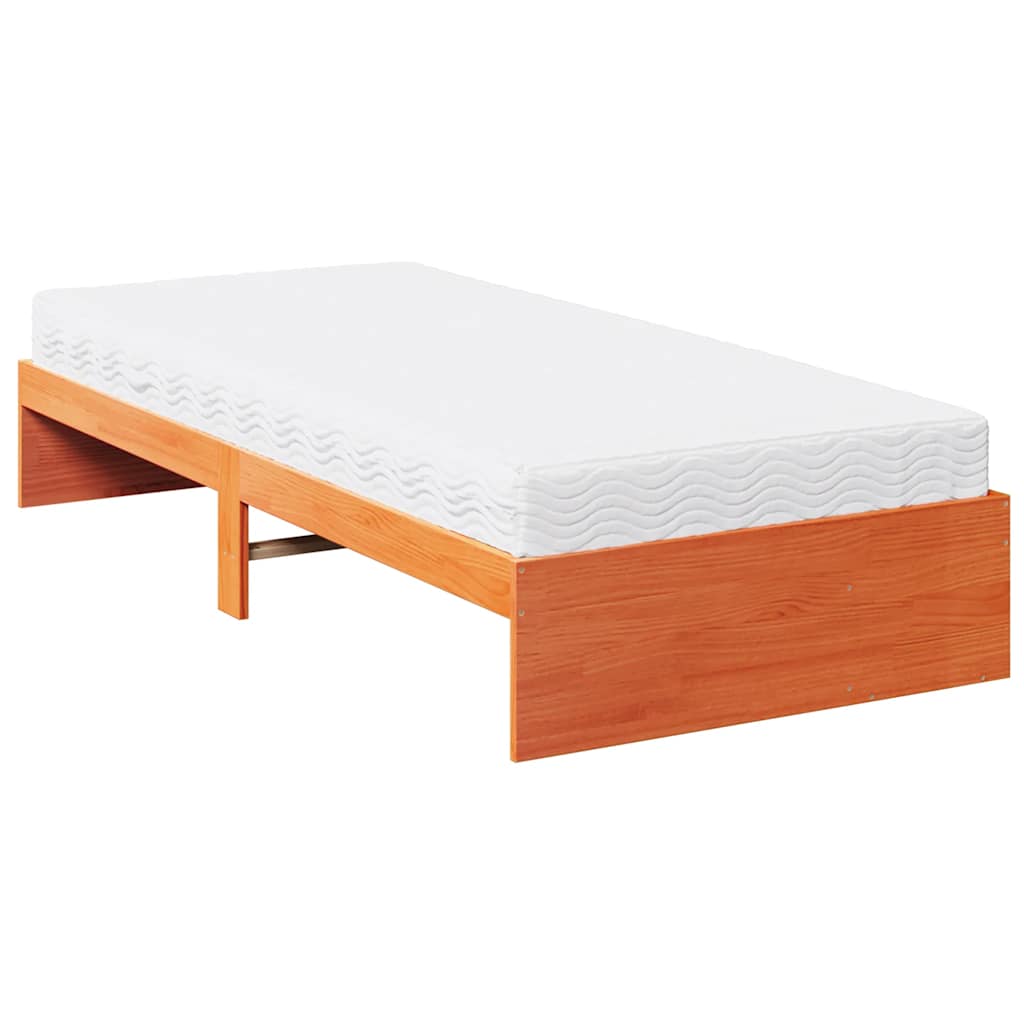 vidaXL Tagesbett mit Matratze Wachsbraun 100x200 cm Massivholz Kiefer