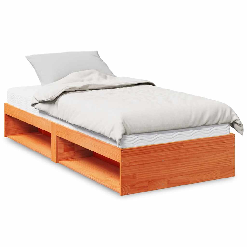 vidaXL Tagesbett mit Matratze Wachsbraun 100x200 cm Massivholz Kiefer