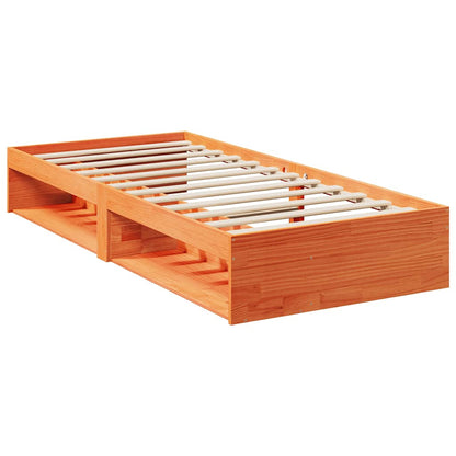 vidaXL Tagesbett mit Matratze Wachsbraun 90x200 cm Massivholz Kiefer