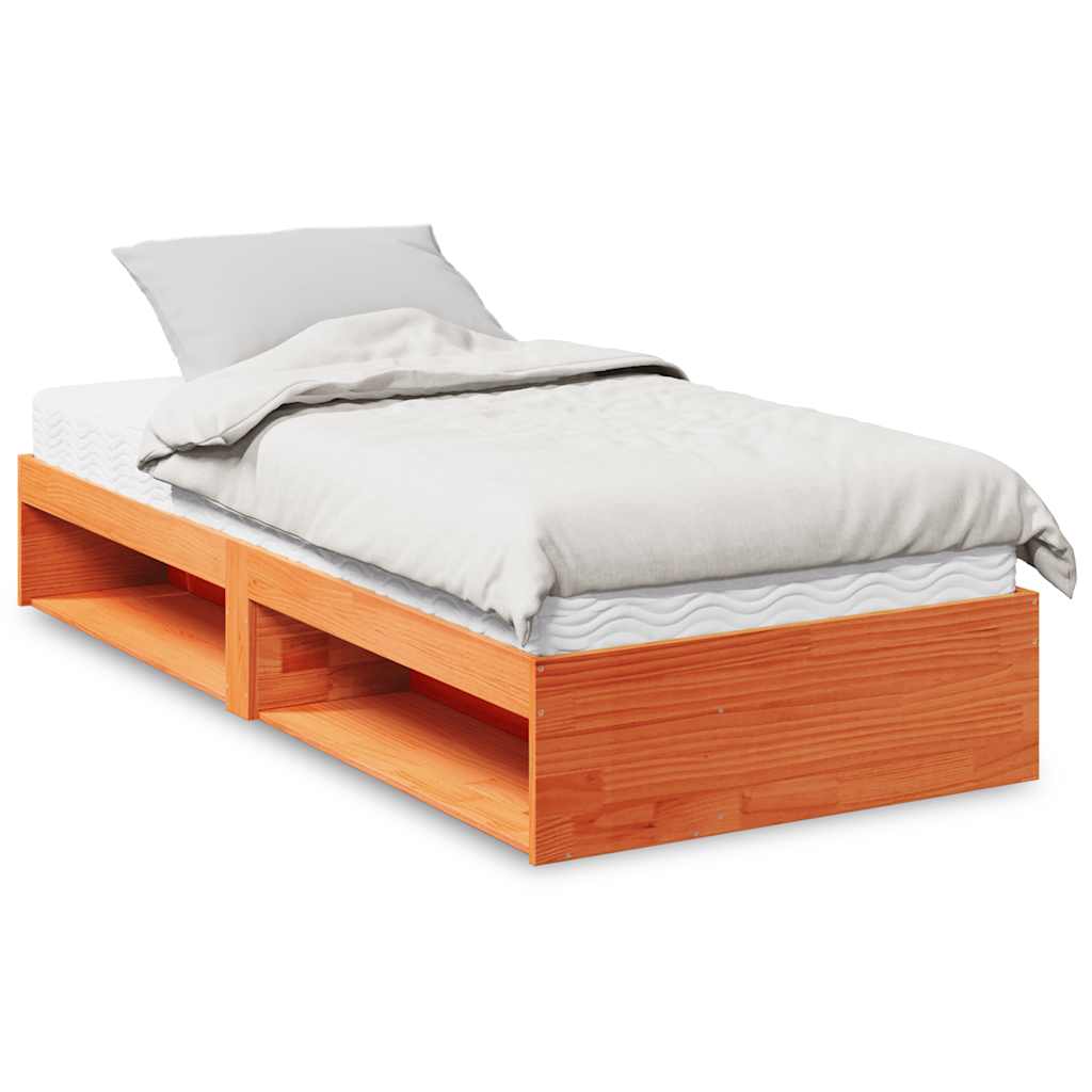 vidaXL Tagesbett mit Matratze Wachsbraun 90x200 cm Massivholz Kiefer