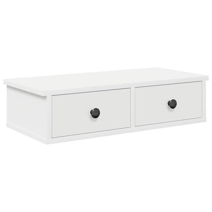 Wandregal mit Schubladen Weiß 60x28x15 cm Holzwerkstoff