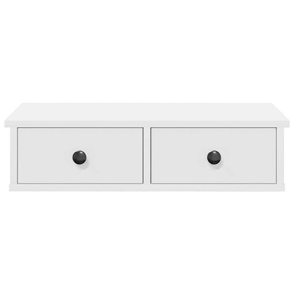 vidaXL Étagère murale avec tiroirs blanc 60x28x15 cm Bois d'ingénierie