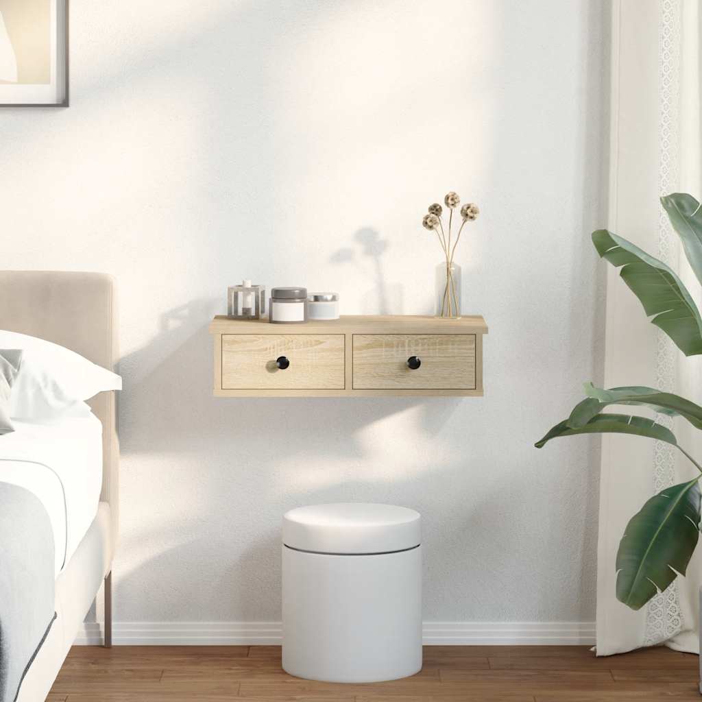 Wandregal mit Schubladen Sonoma-Eiche 60x28x15 cm Holzwerkstoff