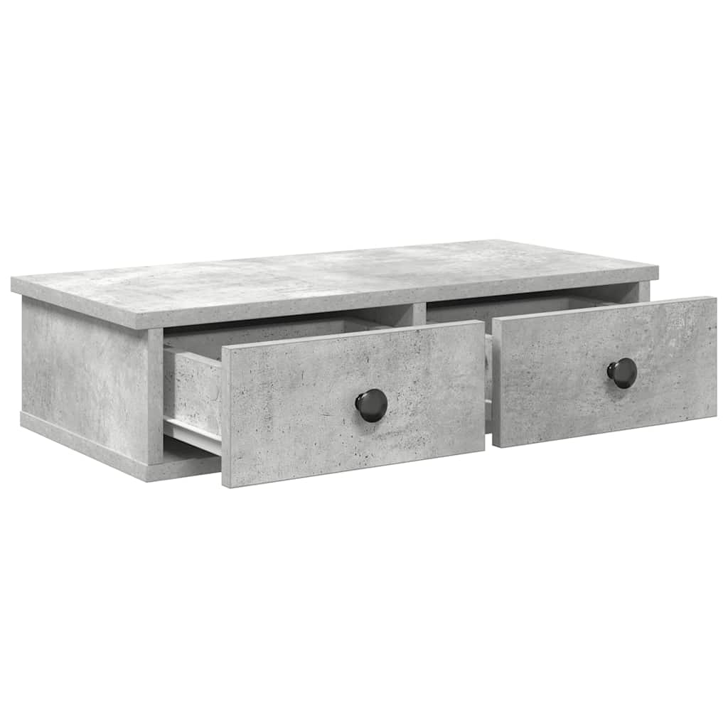 vidaXL Wandregal mit Schubladen Betongrau 60x28x15 cm Holzwerkstoff