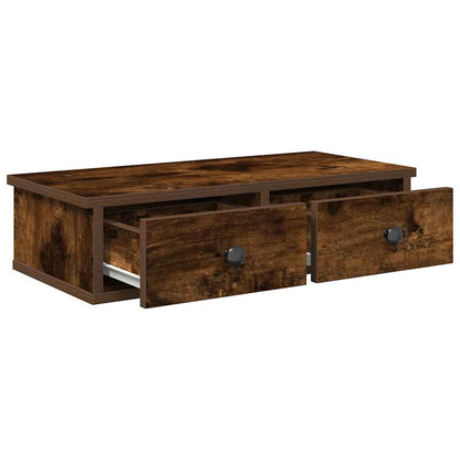 vidaXL Wandregal mit Schubladen Räuchereiche 60x28x15 cm Holzwerkstoff