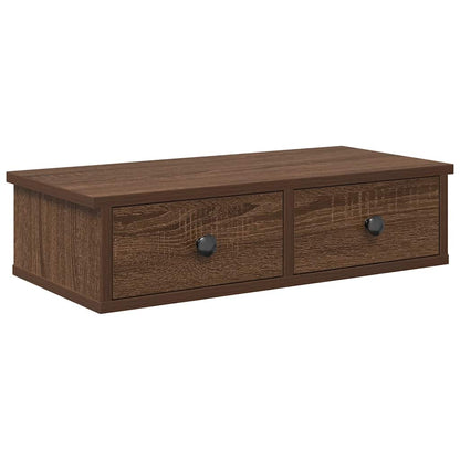 vidaXL Wandregal mit Schubladen Braun Eiche 60x28x15 cm Holzwerkstoff