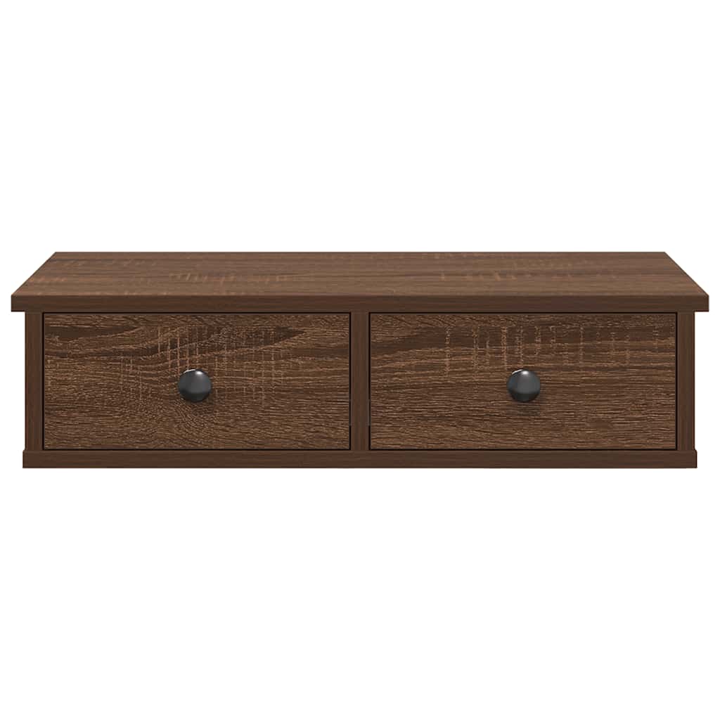 vidaXL Wandregal mit Schubladen Braun Eiche 60x28x15 cm Holzwerkstoff